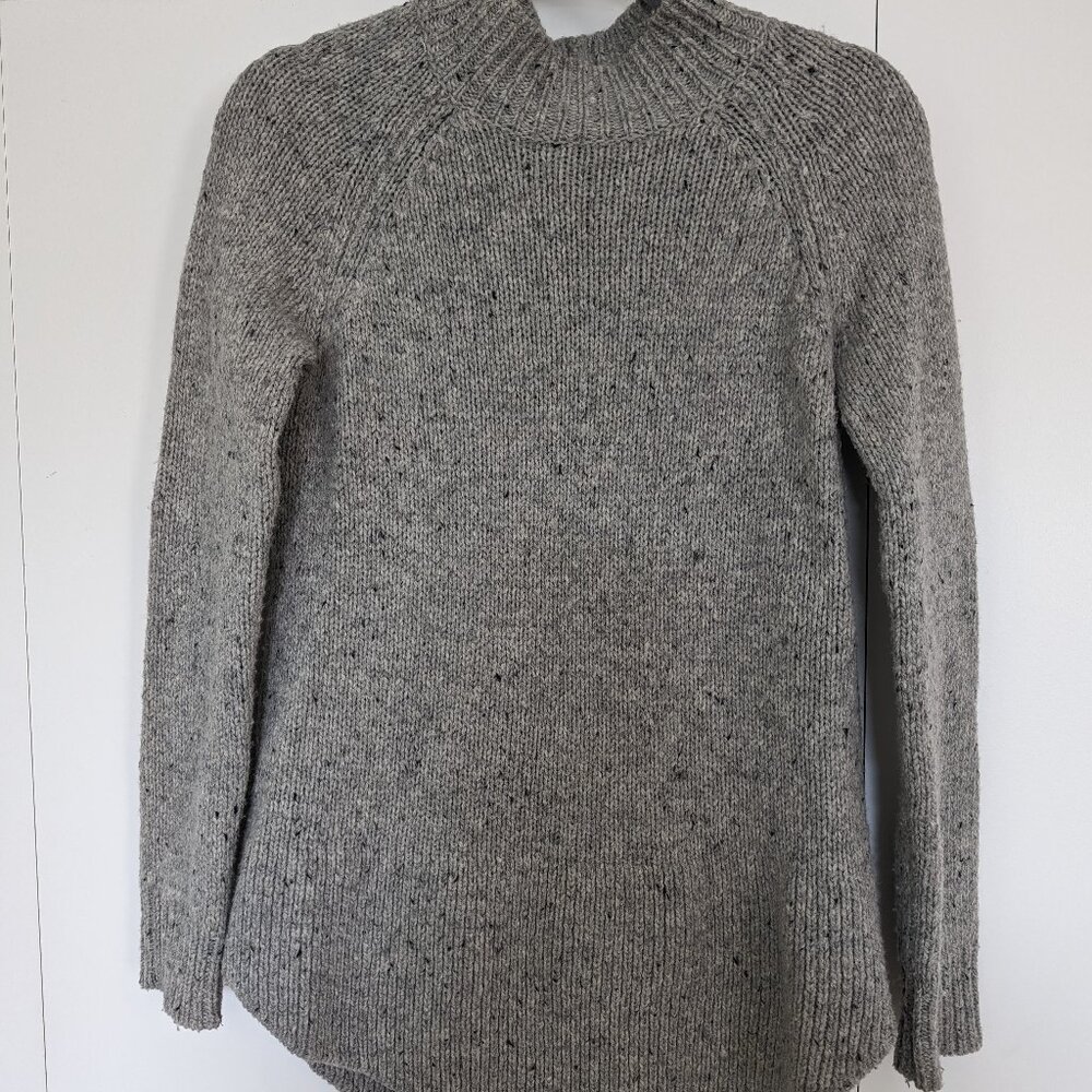 Cynthia Rowley 100% Wool Merled Grey Mockneck Sweater - Size M